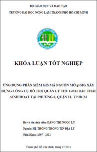 ung dung phan mem gis ma nguon mo gvsig xay dung cong cu ho tro quan ly thu gom rac thai sinh hoat tai phuong 8 quan 11 thanh pho ho chi minh