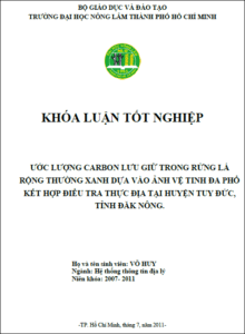 uoc luong carbon luu giu trong rung la rong thuong xanh dua vao anh ve tinh da pho ket hop dieu tra thuc dia tai huyen tuy duc tinh dak nong