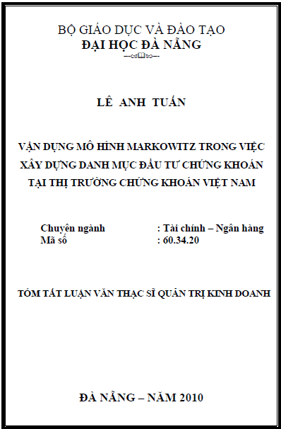 van dung mo hinh markowitz trong viec xay dung danh muc dau tu chung khoan tai thi truong chung khoan viet nam