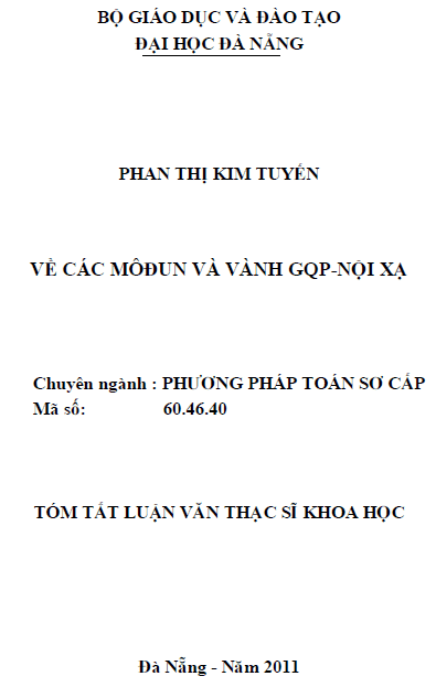 Về các môđun và vành GQP - nội xạ 1 ve cac modun va vanh gqp noi