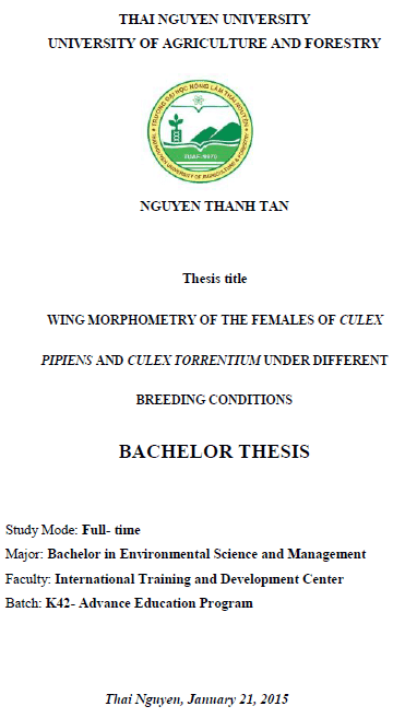 wing morphometry of the females of culex pipiens and culex torrentium under different breeding conditions 1