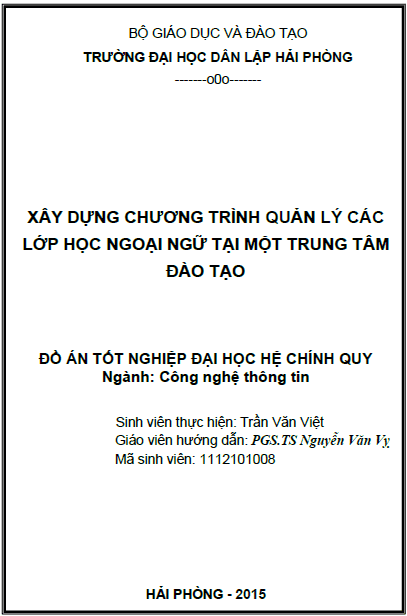 xay dung chuong trinh quan ly cac lop hoc ngoai ngu tai mot trung tam dao dao