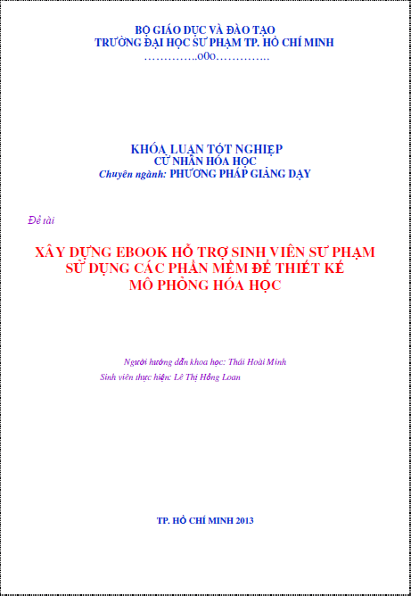 xay dung ebook ho tro sinh vien su pham su dung cac phan mem de thiet ke mo phong hoa hoa hoc