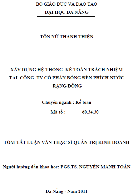 xay dung he thong ke toan trach nhiem tai cong ty co phan bong den phich nuoc rang dong
