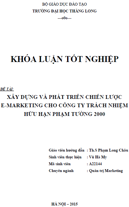 xay dung va phat trien chien luoc e marketing cho cong ty tnhh pham tuong 2000