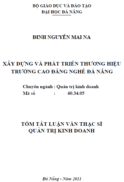 xay dung va phat trien thuong hieu truong cao dang nghe da nang