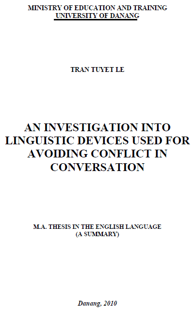 an investigation into linguistic devices used for avoiding conflict in conversation