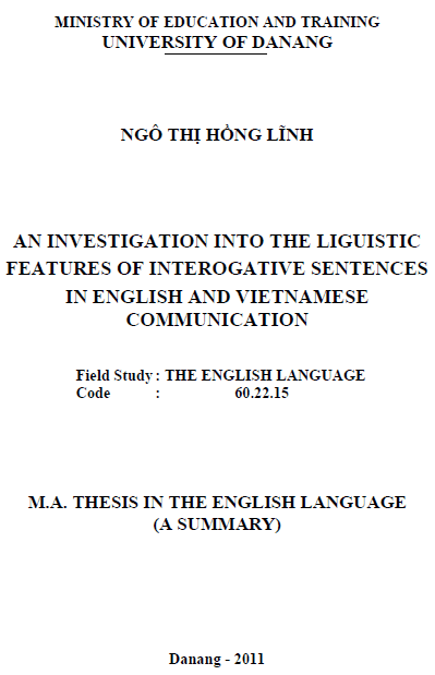 an investigation into the linguistic features of interogative sentences in english and vietnamese communication