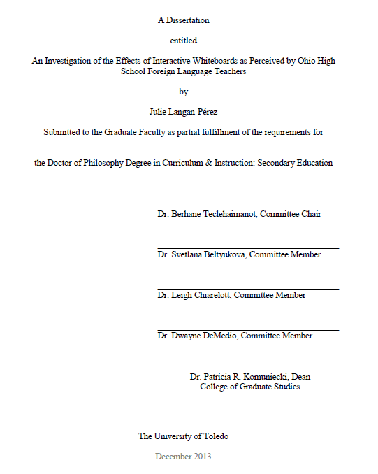 an investigation of the effects of interactive whiteboards as perceived by ohio high school foreign language teachers