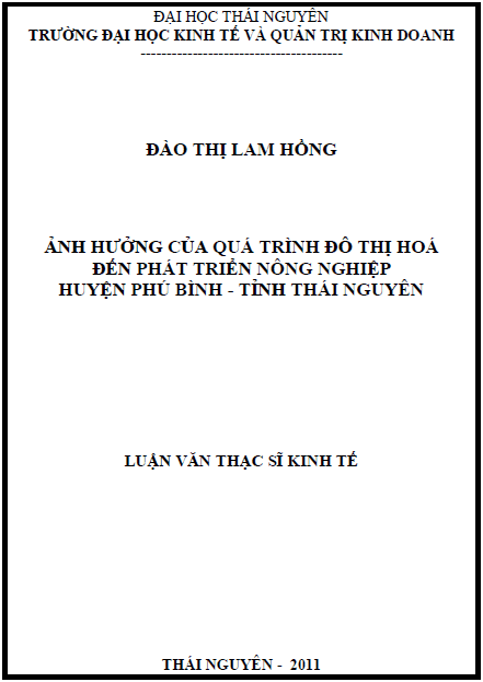 anh huong cua qua trinh do thi hoa den phat trien nong nghiep huyen phu binh tinh thai nguyen
