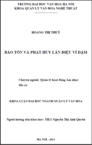 bao ton va phat huy lan dieu vi dam