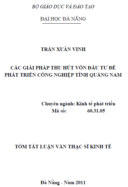 cac giai phap thu hut von dau tu de phat trien cong nghiep tinh quang nam