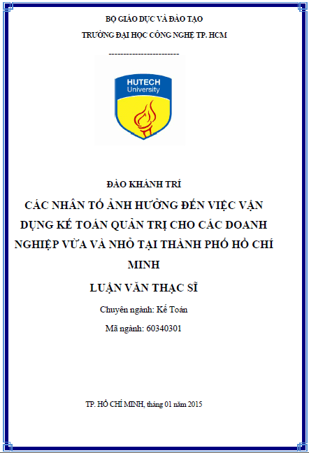 cac nhan to anh huong den viec van dung ke toan quan tri cho cac doanh nghiep vua va nho tai thanh pho ho chi minh