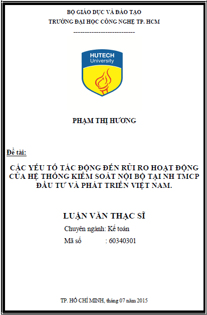 cac yeu to tac dong den rui ro hoat dong cua he thong kiem soat noi bo tai ngan hang tmcp dau tu va phat trien viet nam