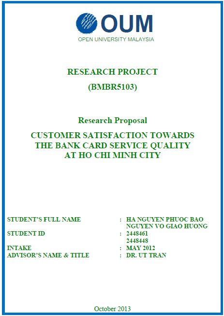 customer satisfaction towards the bank card service quality at ho chi minh city