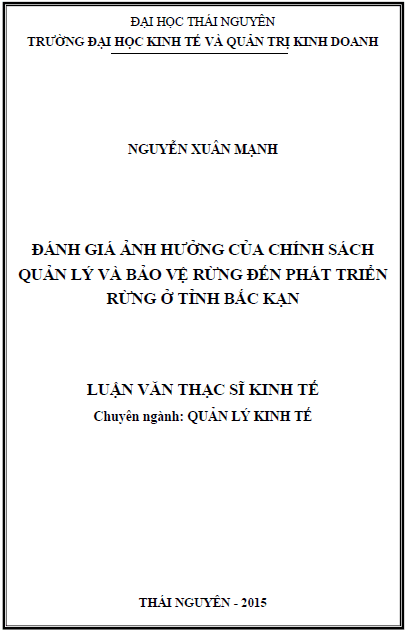 danh gia anh huong cua chinh sach quan ly va bao ve rung den phat trien rung o tinh bac kan