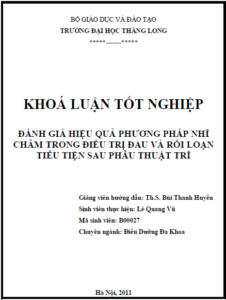 danh gia hieu qua phuong phap nhi cham trong dieu tri dau va roi loan tieu tien sau phau thuat tri