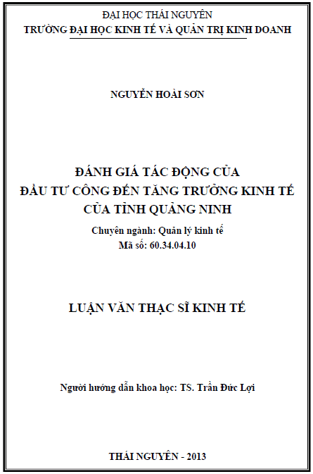 danh gia tac dong cua dau tu cong den tang truong kinh te cua tinh quang ninh