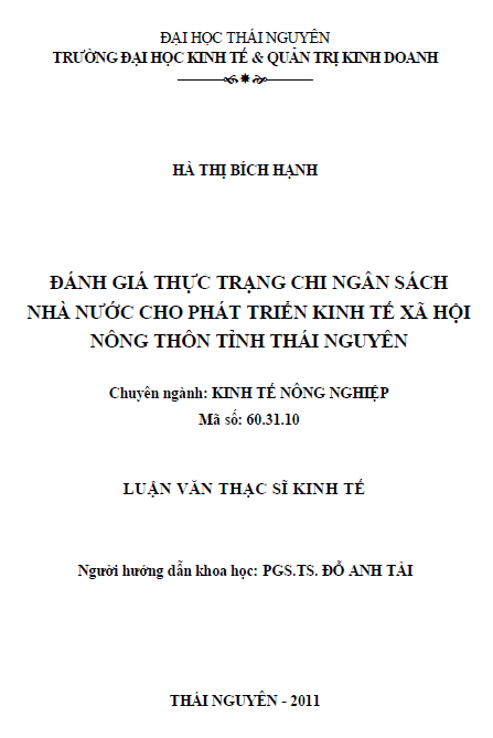 danh gia thuc trang chi ngan sach nha nuoc cho phat trien kinh te xa hoi nong thon tinh thai nguyen
