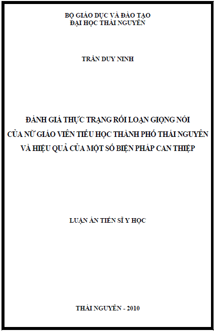 danh gia thuc trang roi loan giong noi cua nu giao vien tieu hoc thanh pho thai nguyen va hieu qua mot so bien phap can thiep