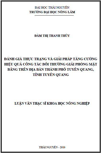 danh gia thuc trang va giai phap tang cuong hieu qua cua cong tac boi thuong giai phong mat bang tren dia ban thanh pho tuyen quang tinh tuyen quang