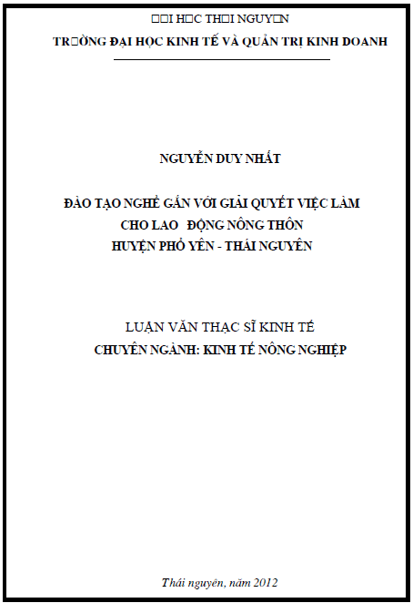 dao tao nghe gan voi giai quyet viec lam cho lao dong nong thon huyen pho yen tinh thai nguyen