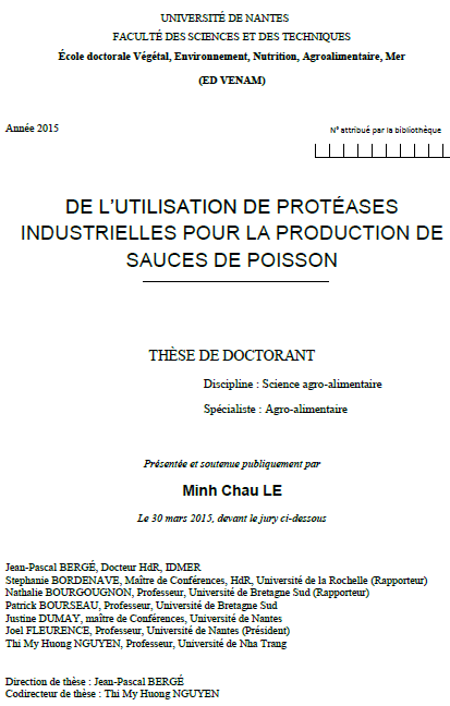 de l uttlisation de proteasesindustrielles pour la production de sauces de poisson