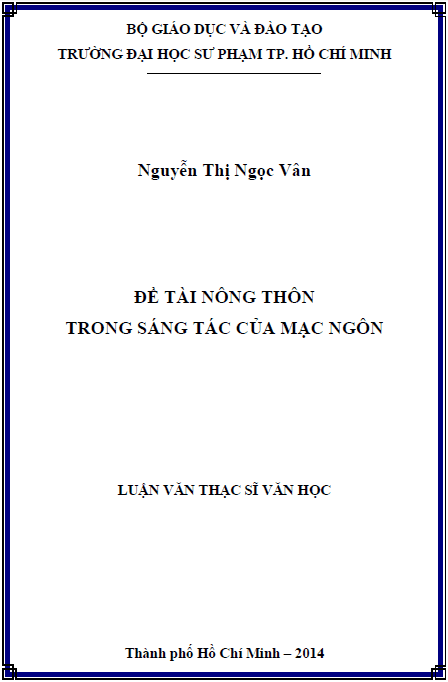 de tai nong thon trong sang tac cua mac ngon