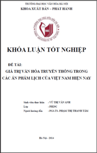 gia tri van hoa truyen thong trong cac an pham lich cua viet nam hien nay
