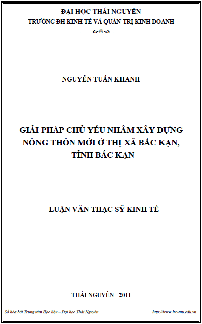 giai phap chu yeu nham xay dung nong thon moi o thi xa bac kan tinh bac kan