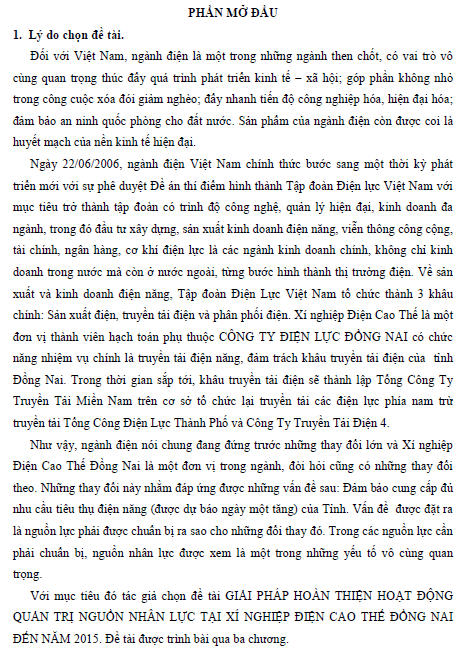 giai phap hoan thien hoat dong quan tri nguon nhan luc tai xi nghiep dien cao the dong nai den nam 2015