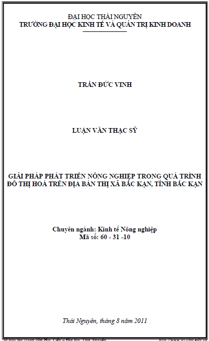 giai phap phat trien nong nghiep trong qua trinh do thi hoa tren dia ban thi xa bac kan tinh bac kan