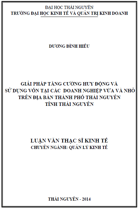 giai phap tang cuong huy dong va su dung von tai cac doanh nghiep vua va nho tren dia ban thanh pho thai nguyen tinh thai nguyen