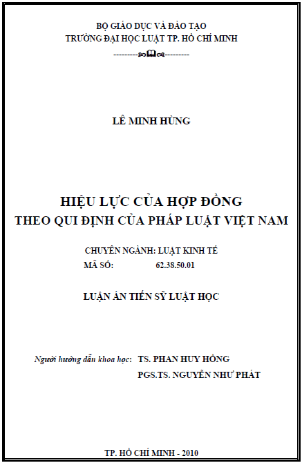hieu luc cua hop dong theo qui dinh cua phap luat viet nam