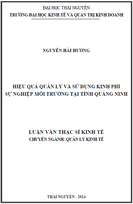 hieu qua quan ly va su dung kinh phi su nghiep moi truong tai tinh quang ninh