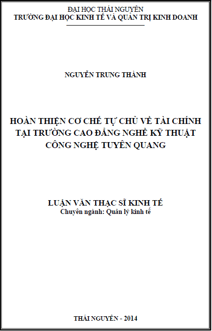 hoan thien co che tu chu ve tai chinh tai truong cao dang nghe ky thuat cong nghe tuyen quang