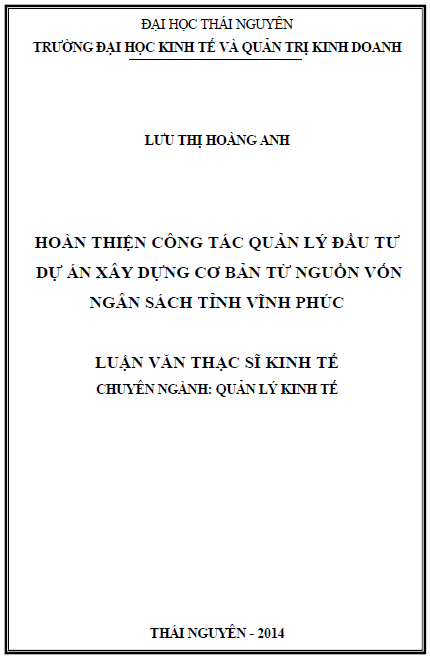 hoan thien cong tac quan ly dau tu du an xay dung co ban tu nguon von ngan sach tinh vinh phuc