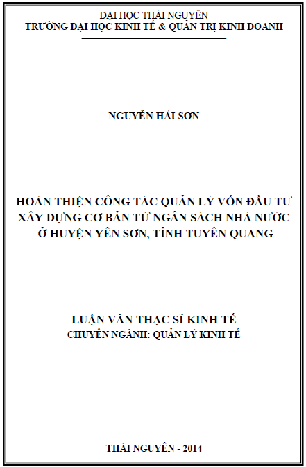 hoan thien cong tac quan ly von dau tu xay dung co ban tu ngan sach nha nuoc o huyen yen son tinh tuyen quang