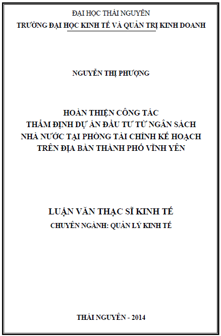 hoan thien cong tac tham dinh du an dau tu tu ngan sach nha nuoc tai phong tai chinh ke hoach tren dia ban thanh pho vinh yen