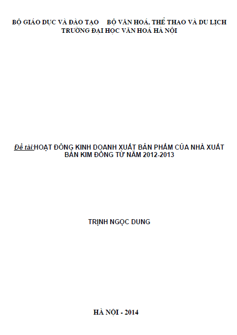 hoat dong kinh doanh xuat ban pham cua nha xuat ban kim dong tu nam 2012 2013
