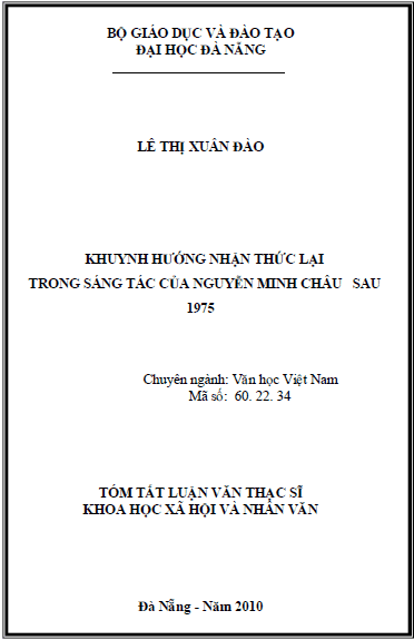 khuynh huong nhan thuc lai trong sang tac cua nguyen minh chau sau 1975