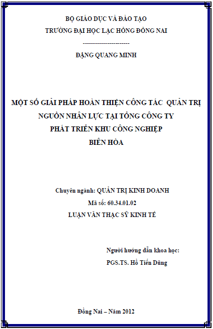 mot so giai phap hoan thien cong tac quan tri nguon nhan luc tai tong cong ty phat trien khu cong nghiep bien hoa