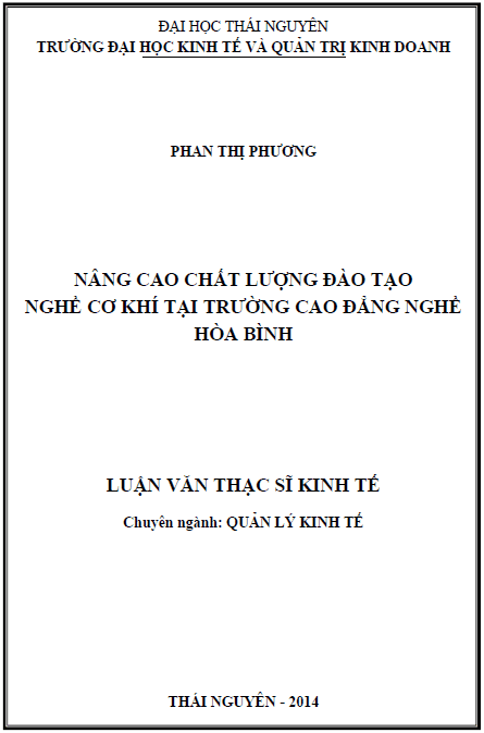 Nâng cao chất lượng đào tạo nghề cơ khí tại trường Cao đẳng nghề Hòa Bình 1 nang cao chat luong dao tao nghe co khi tai truong cao dang nghe hoa binh