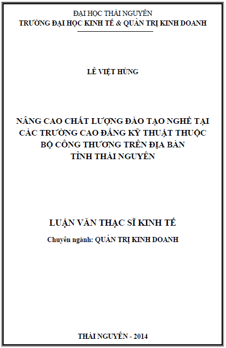 nang cao chat luong dao tao nghe tai cac truong cao dang ky thuat thuoc bo cong thuong tren dia ban tinh thai nguyen
