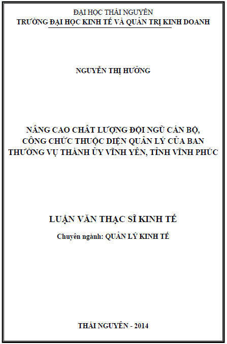 nang cao chat luong doi ngu can bo cong chuc thuoc dien quan ly cua ban thuong vu thanh uy vinh yen tinh vinh phuc