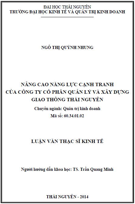 nang cao nang luc canh tranh cua cong ty co phan quan ly va xay dung giao thong thai nguyen