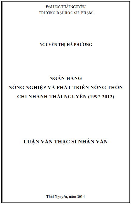 ngan hang nong nghiep va phat trien nong thon chi nhanh thai nguyen 1997 2012