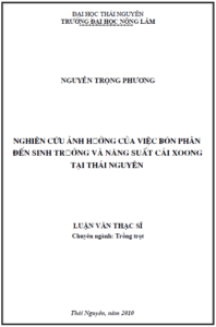nghien cuu anh huong cua viec bon phan den sinh truong va nang suat cai xoong tai thai nguyen