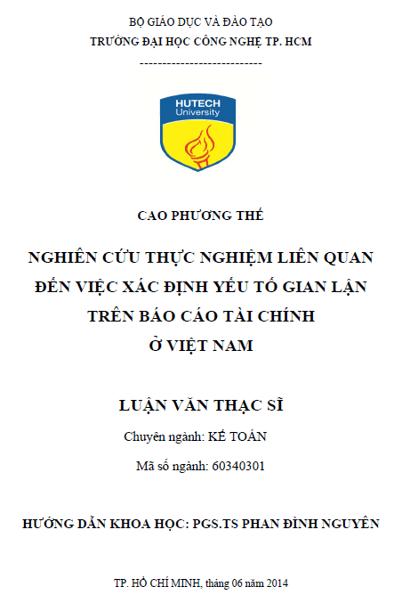 nghien cuu thuc nghiem lien quan den viec xac dinh yeu to gian lan tren bao cao tai chinh o viet nam