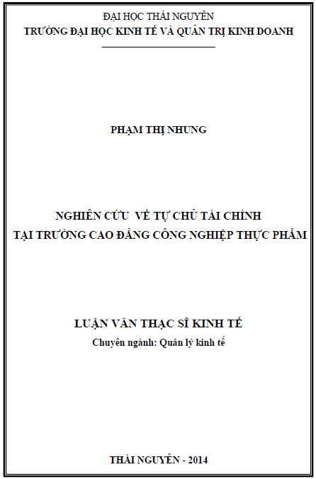 nghien cuu ve tu chu tai chinh tai truong cao dang cong nghiep thuc pham